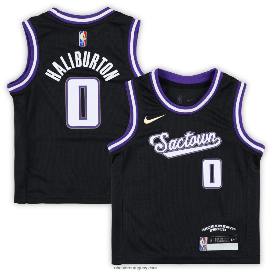 Preescolar Sacramento Kings Tyrese Haliburton Nike Negro Replica Jersey 6L080N18193 NBA