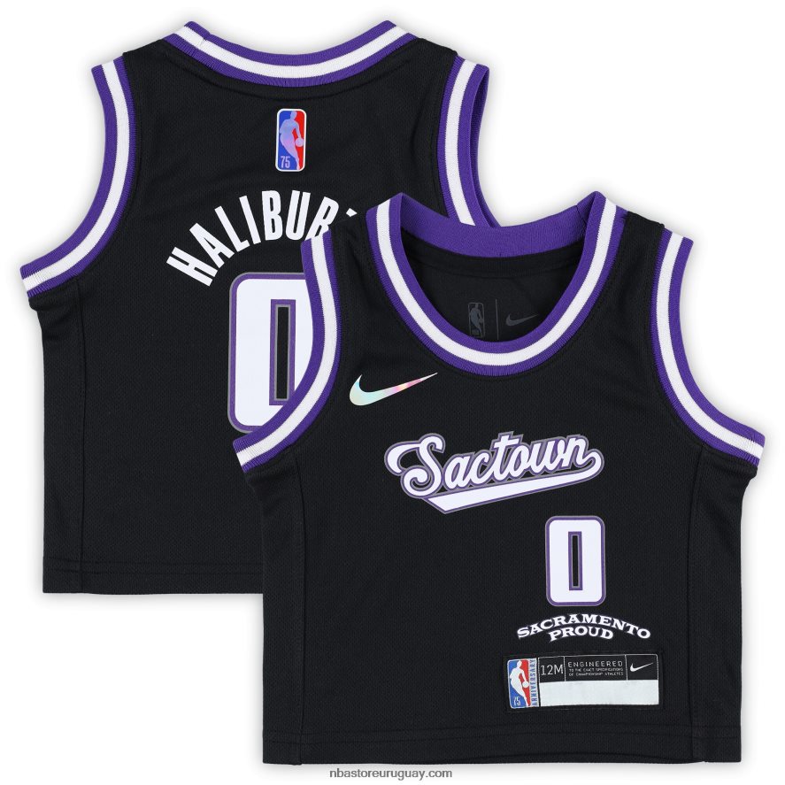 camiseta nike sacramento kings tyrese haliburton negra réplica 6L080N17902 NBA