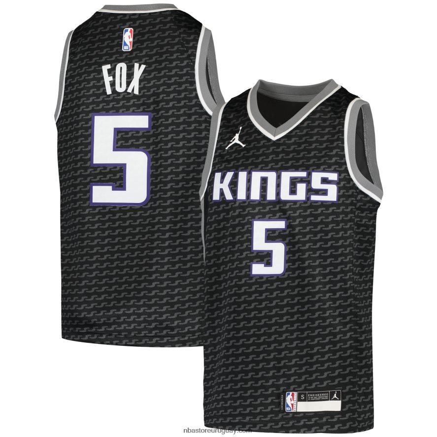 sacramento kings de\'aaron fox jordan marca negro swingman jugador jersey 6L080N17309 NBA