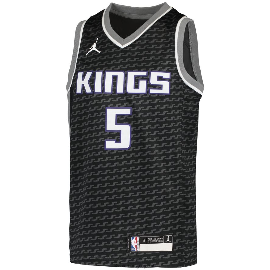 sacramento kings de\'aaron fox jordan marca negro swingman jugador jersey 6L080N17309 NBA