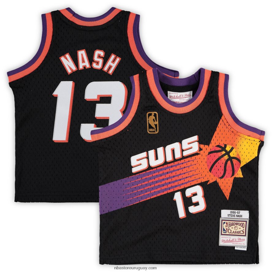 phoenix suns steve nash mitchell & ness camiseta de jugador retirado clásicas de madera dura negra 6L080N16886 NBA