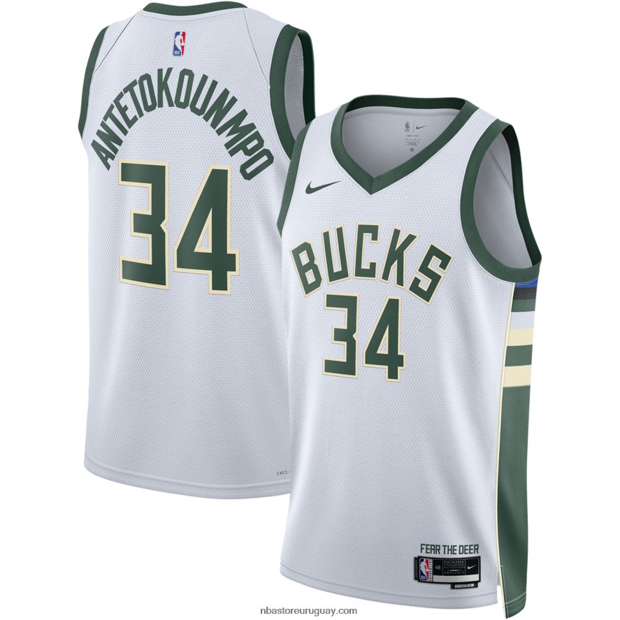 camiseta milwaukee bucks giannis antetokounmpo nike blanca swingman 6L080N204 NBA
