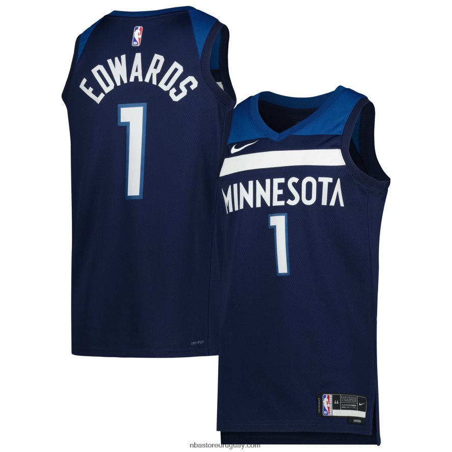 camiseta nike swingman de anthony edwards de los timberwolves de minnesota azul marino 6L080N366 NBA