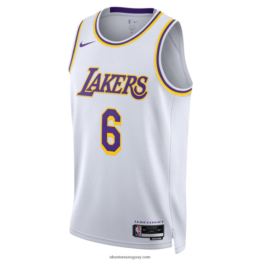camiseta los angeles lakers lebron james nike swingman blanca 6L080N153 NBA