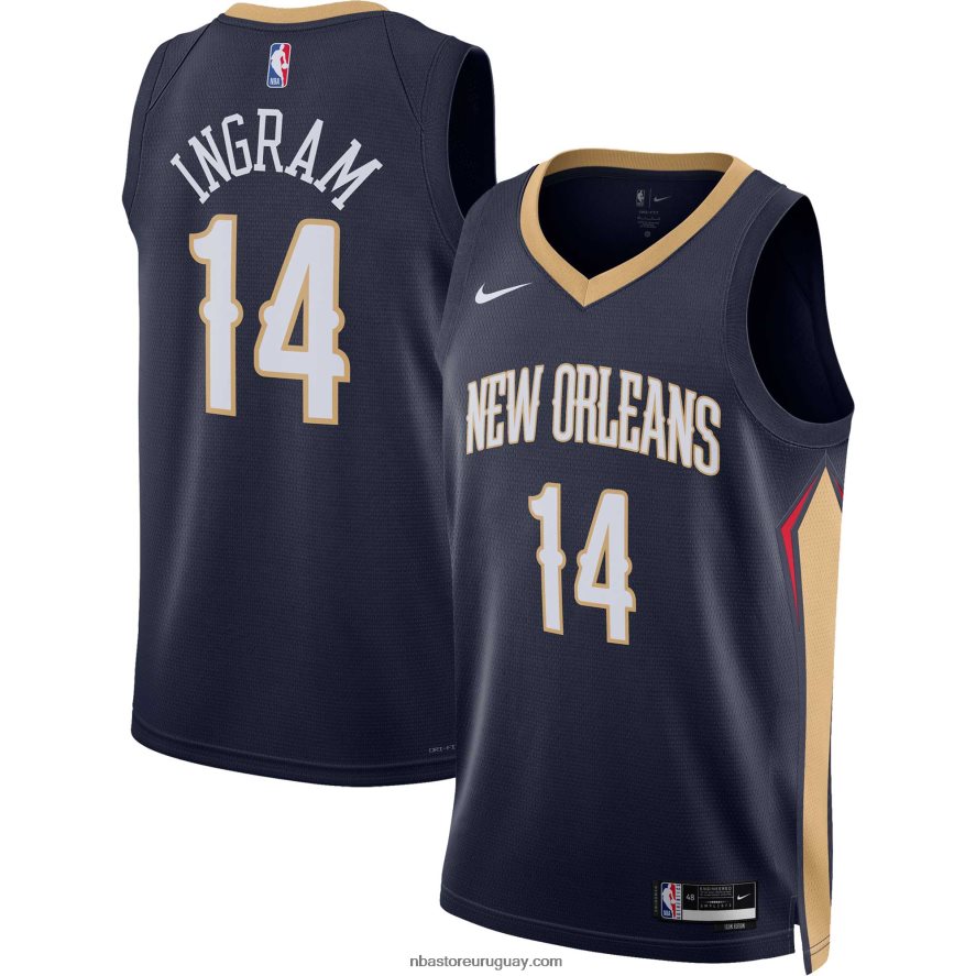 Nueva orleans pelícanos brandon ingram nike azul marino swingman camiseta 6L080N8621 NBA