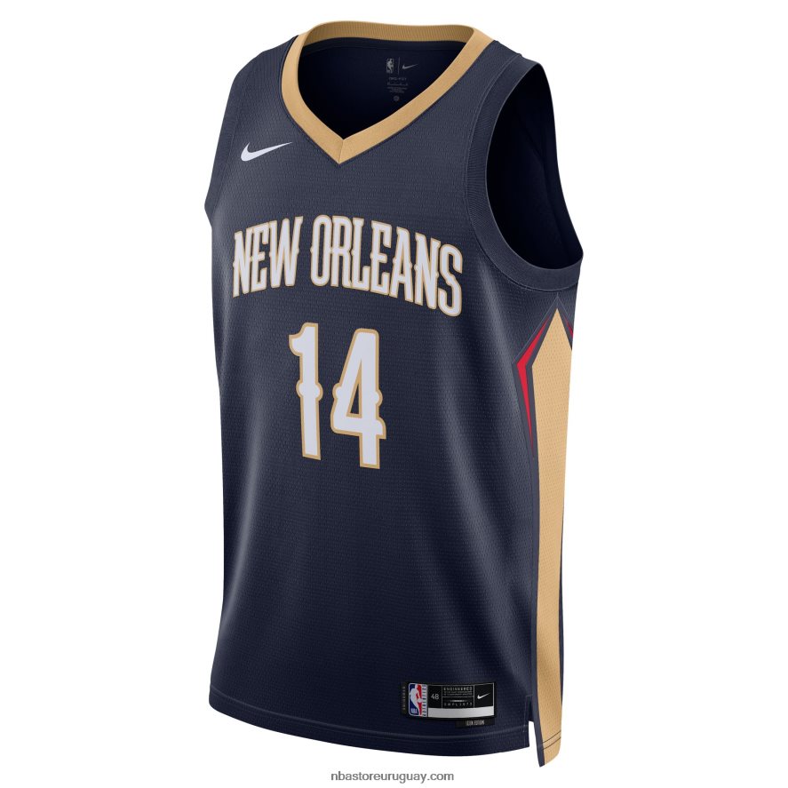 Nueva orleans pelícanos brandon ingram nike azul marino swingman camiseta 6L080N8621 NBA