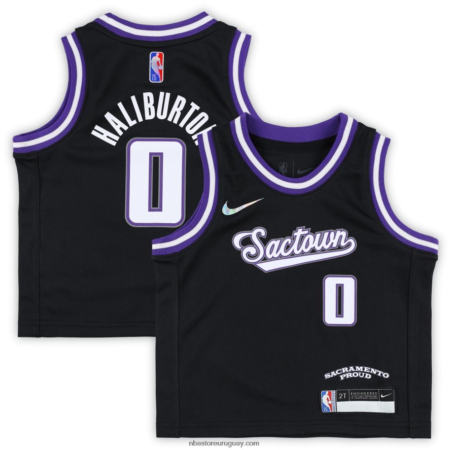 camiseta niño sacramento kings tyrese haliburton nike negro réplica 6L080N17107 NBA